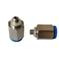 Pu Male Pneumatic Connector - Brass Material, 6 Mm Size, Silver Color | Ideal For Industrial Pneumatic Media Connections