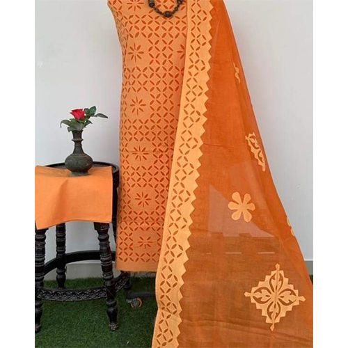 2.5 Meter Dupatta 2.5 Meter Bottom Fabric 2.5 Applique Work Dress Material Cotton Fabric With Organdy Cotton Soft Fabric Shirt Fabric - Attributes: Light In Weight