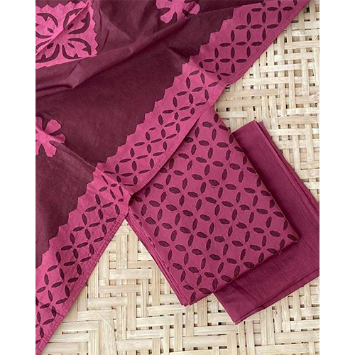 Applique Work Dress Material - Embroidered Cotton Blend, Lightweight and Washable in All Colors