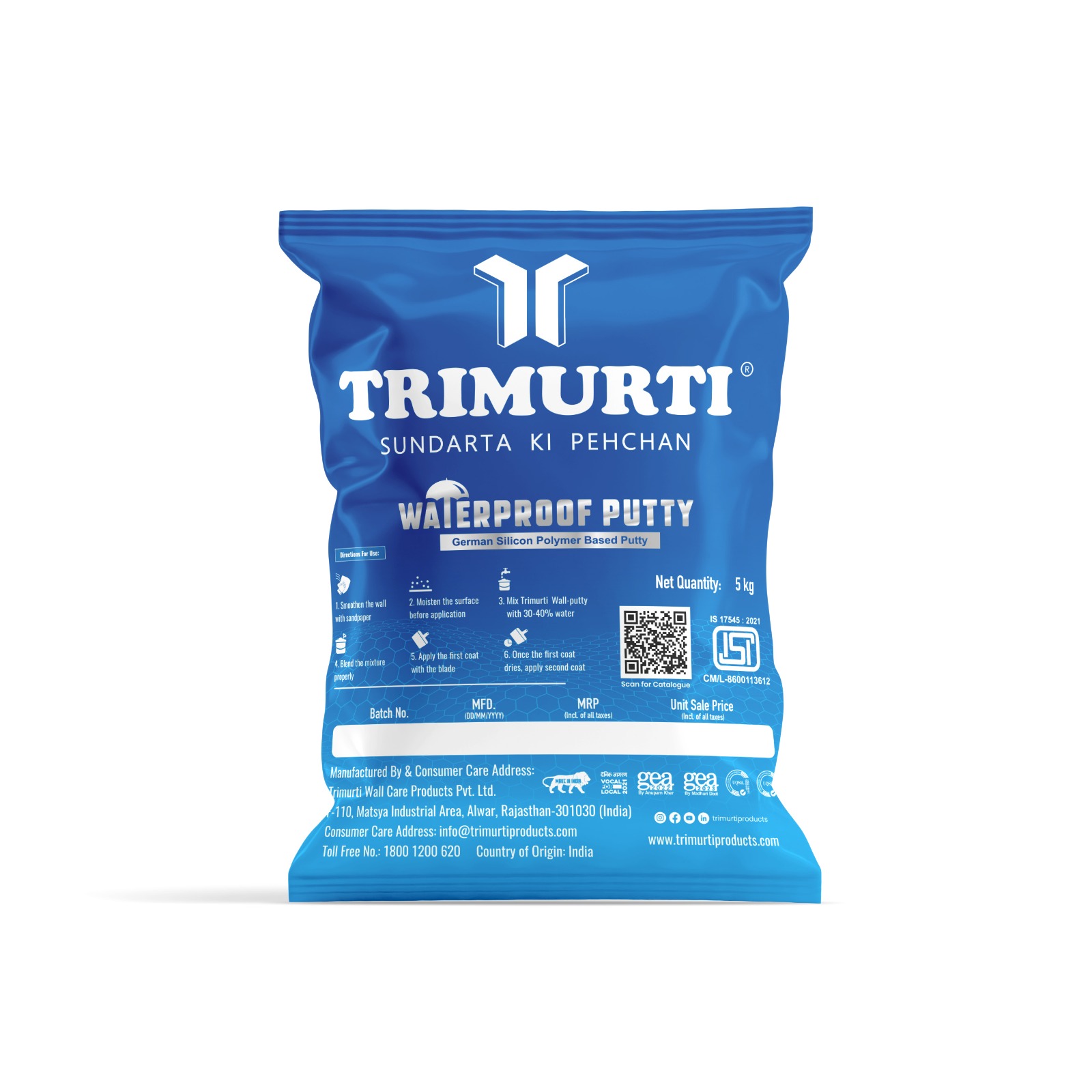 Trimurti 5 Kg Waterproof Wall Putty