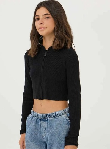 Li'chic Girls Cropped Hooded Rib Sweatshirt