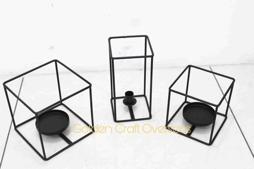 Matte Black Candle Holder Set - Finishing: Coated