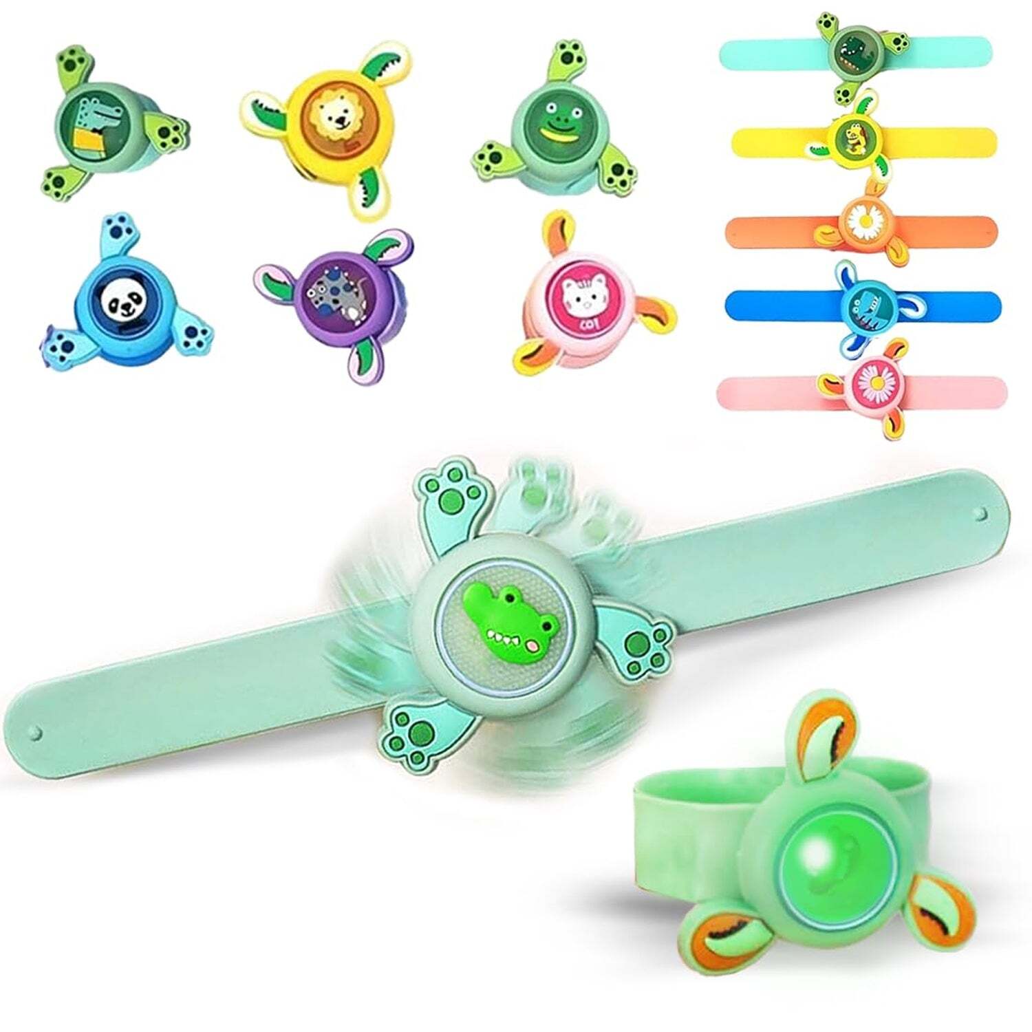 LED Light & Spinning Slap Kids Cartoon Bracelet Wrist Bands