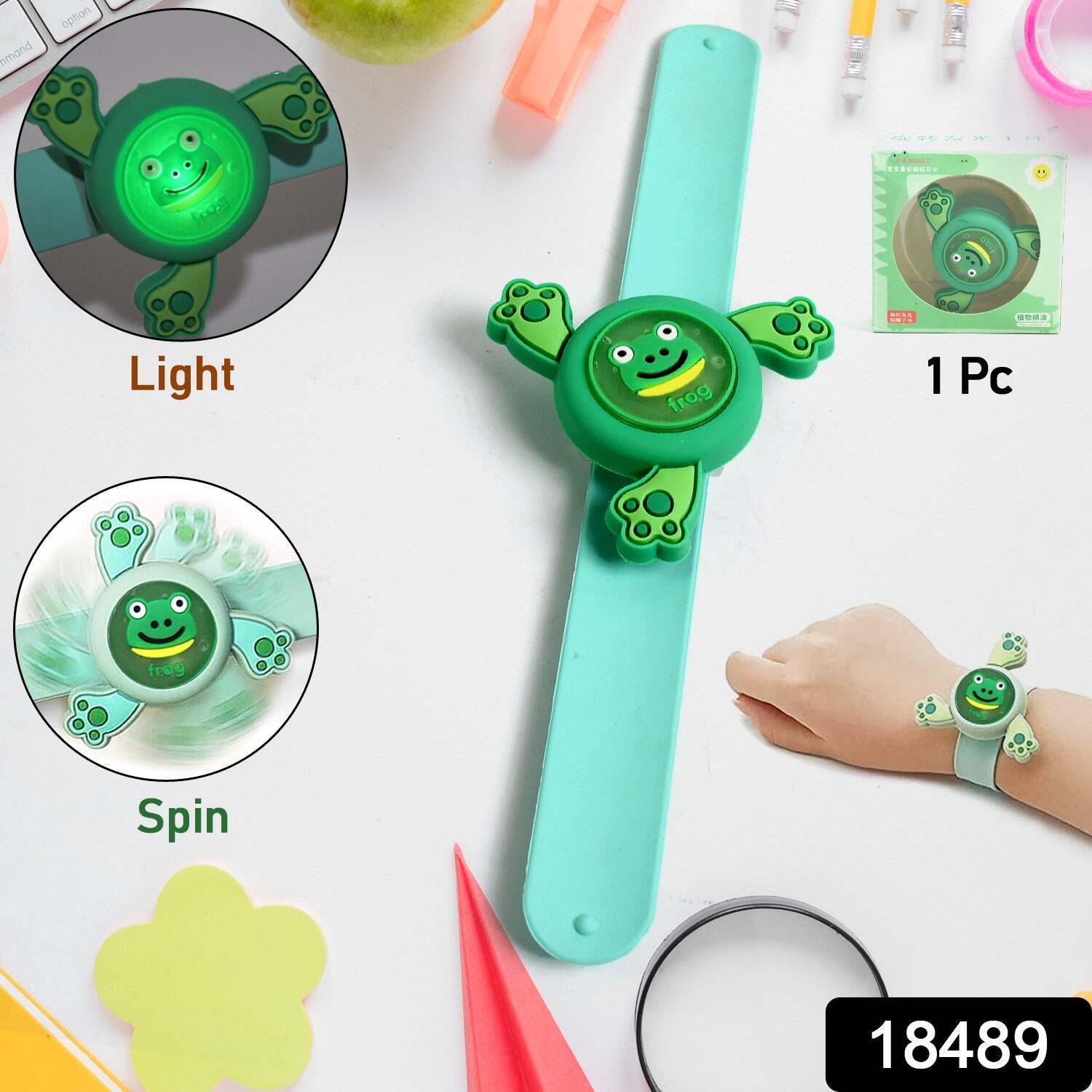LED Light & Spinning Slap Kids Cartoon Bracelet Wrist Bands