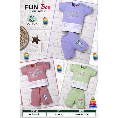 Aa442 Interlock Boys T-Shirt And Pant Set - Feature: Washable