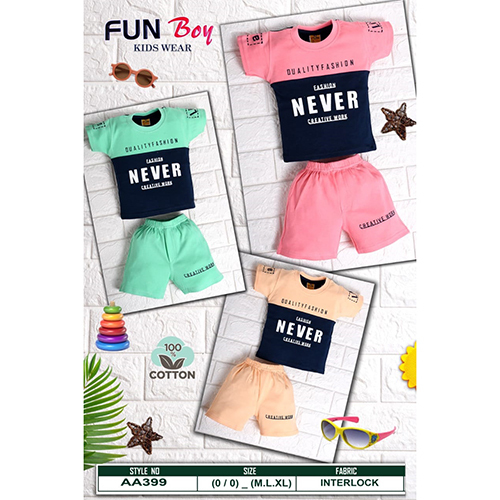 Aa399 Interlock Boys T-Shirt And Pant Set - Color: Multicolor