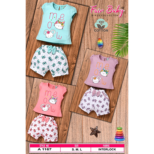 A1167 Interlock Girls Top And Hot Pant Set