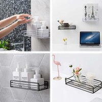 Steel Self-Adhesive Multipurpose Bathroom Shelf with Hookss