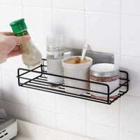 Steel Self-Adhesive Multipurpose Bathroom Shelf with Hookss