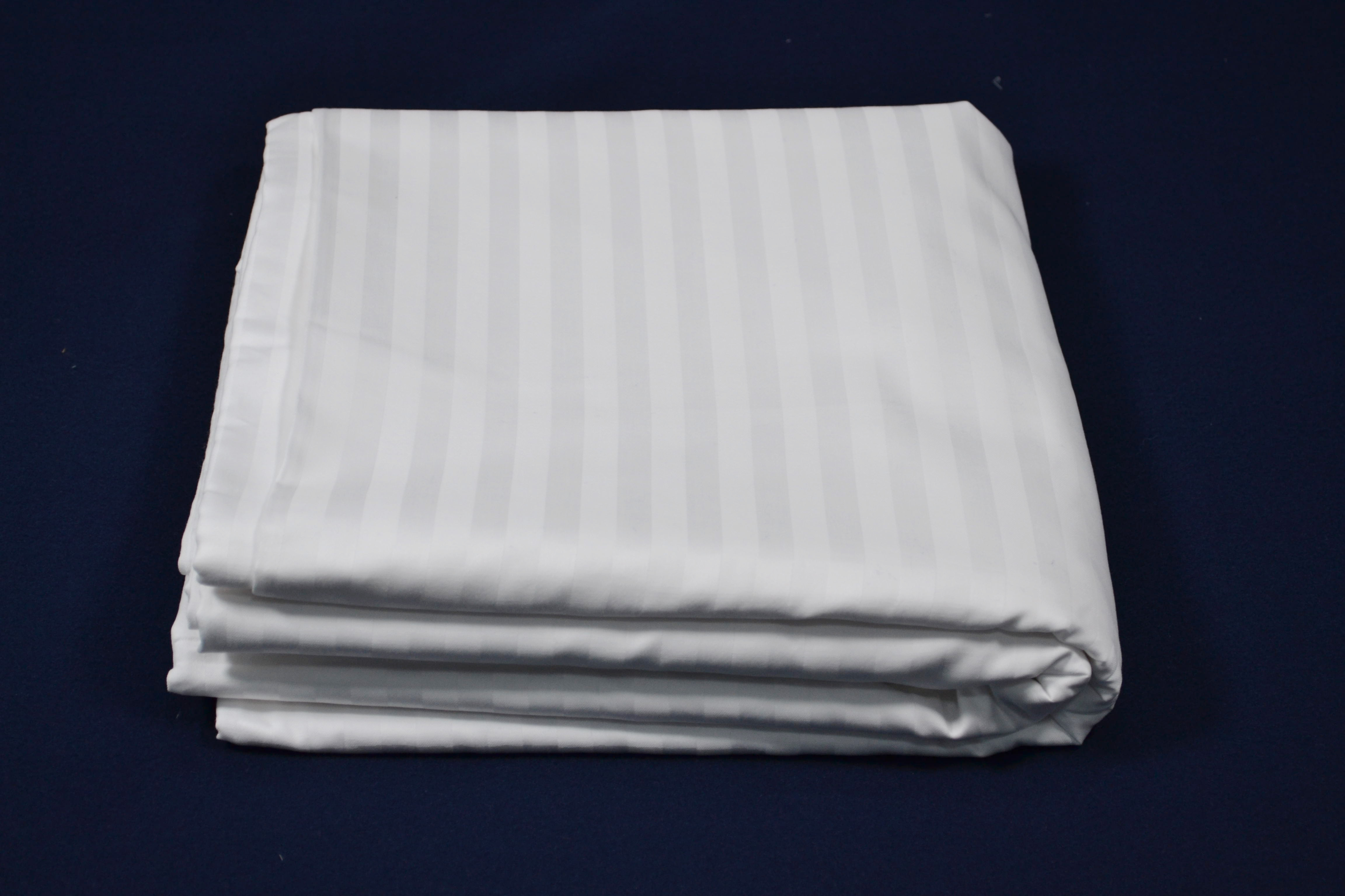 Hotel White Satin Stripe Duvet Cover