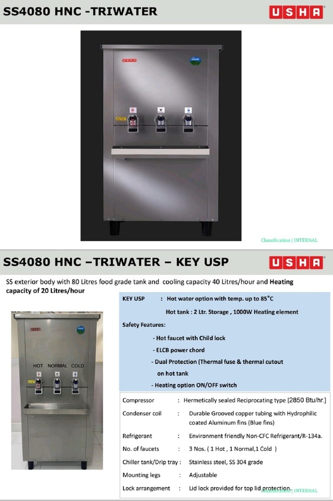 Usha Water Cooler Hnc Hot N Cold - Color: Ss