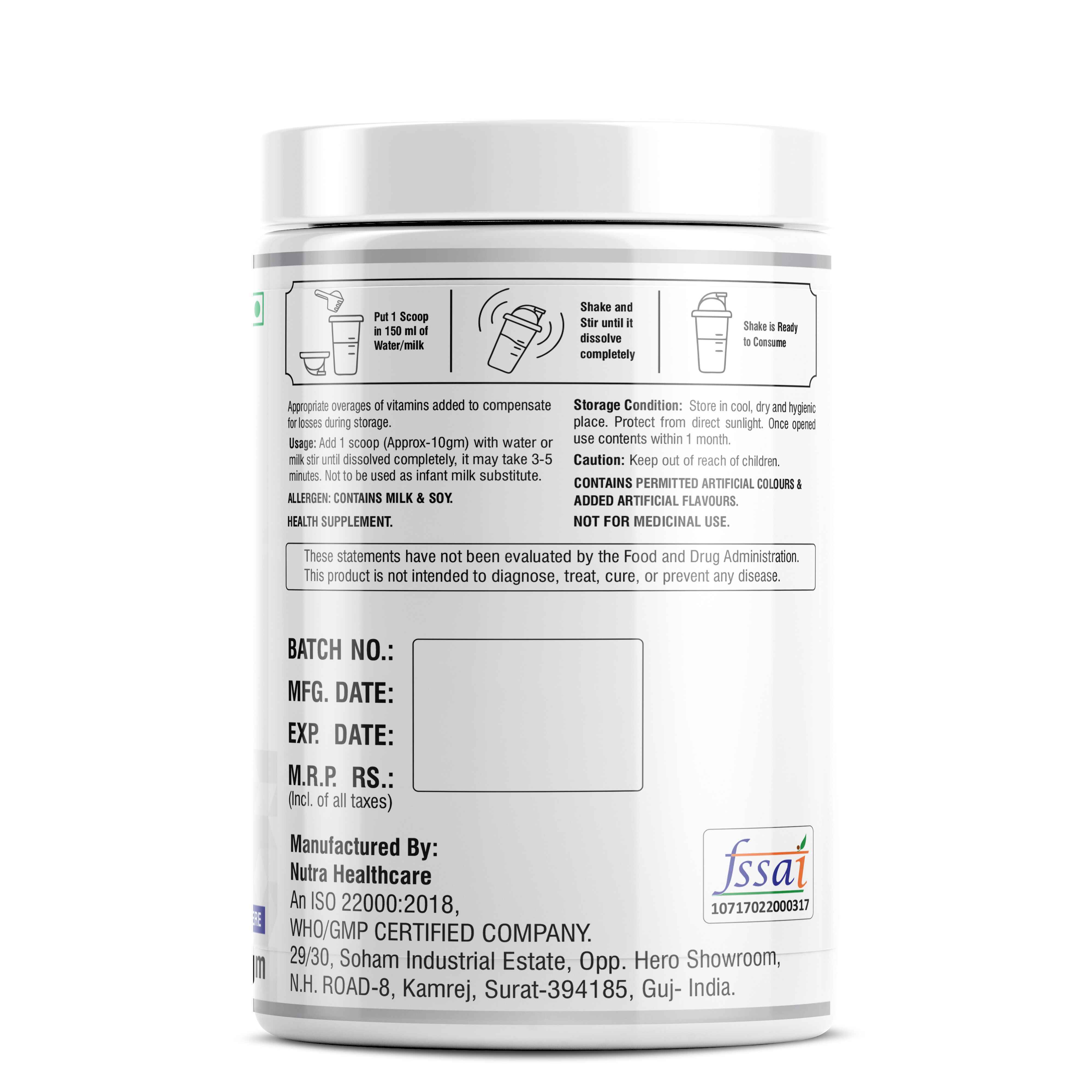 Kids Protein Powder - Fast-acting Nutritional Supplement | Customized Flavor, 18-36 Months Shelf Life, Storage Instructions Included