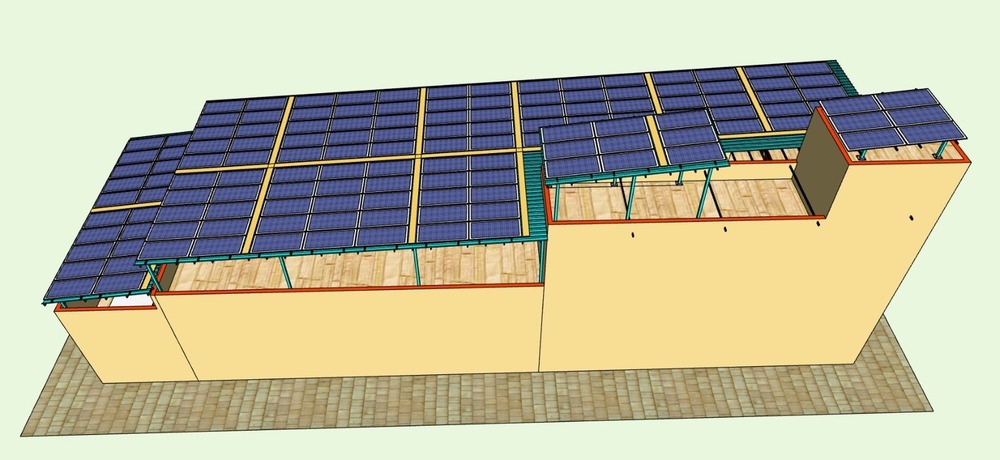 छत पर और भूमि पर स्थापित सौर प्रणाली