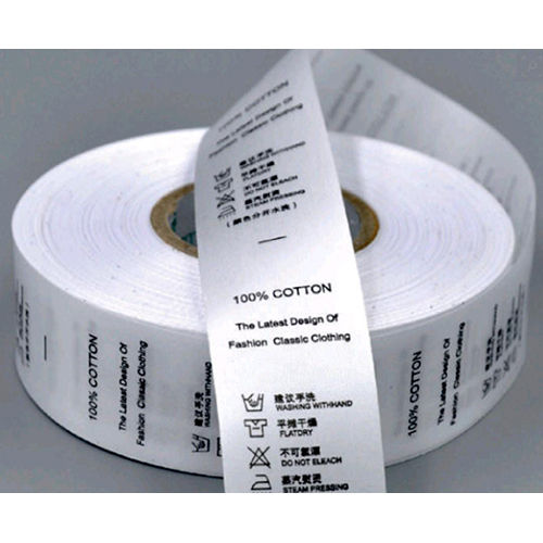 Satin Labels - White Satin Material, Any Customize Shape | Solvent Adhesive, Offer Printing