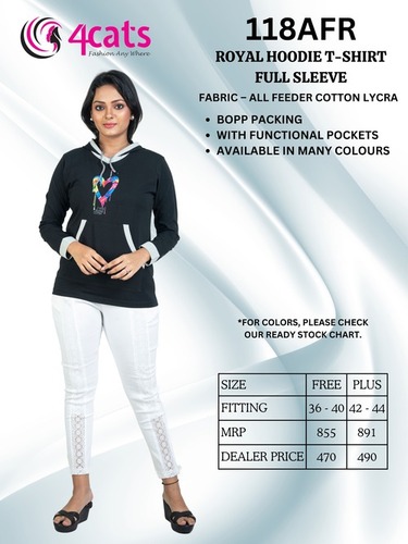 Royal Hoodie T-Shirts Full Sleeve - Bust Size: Free-36-40/Plus-42-44 Inch (In)