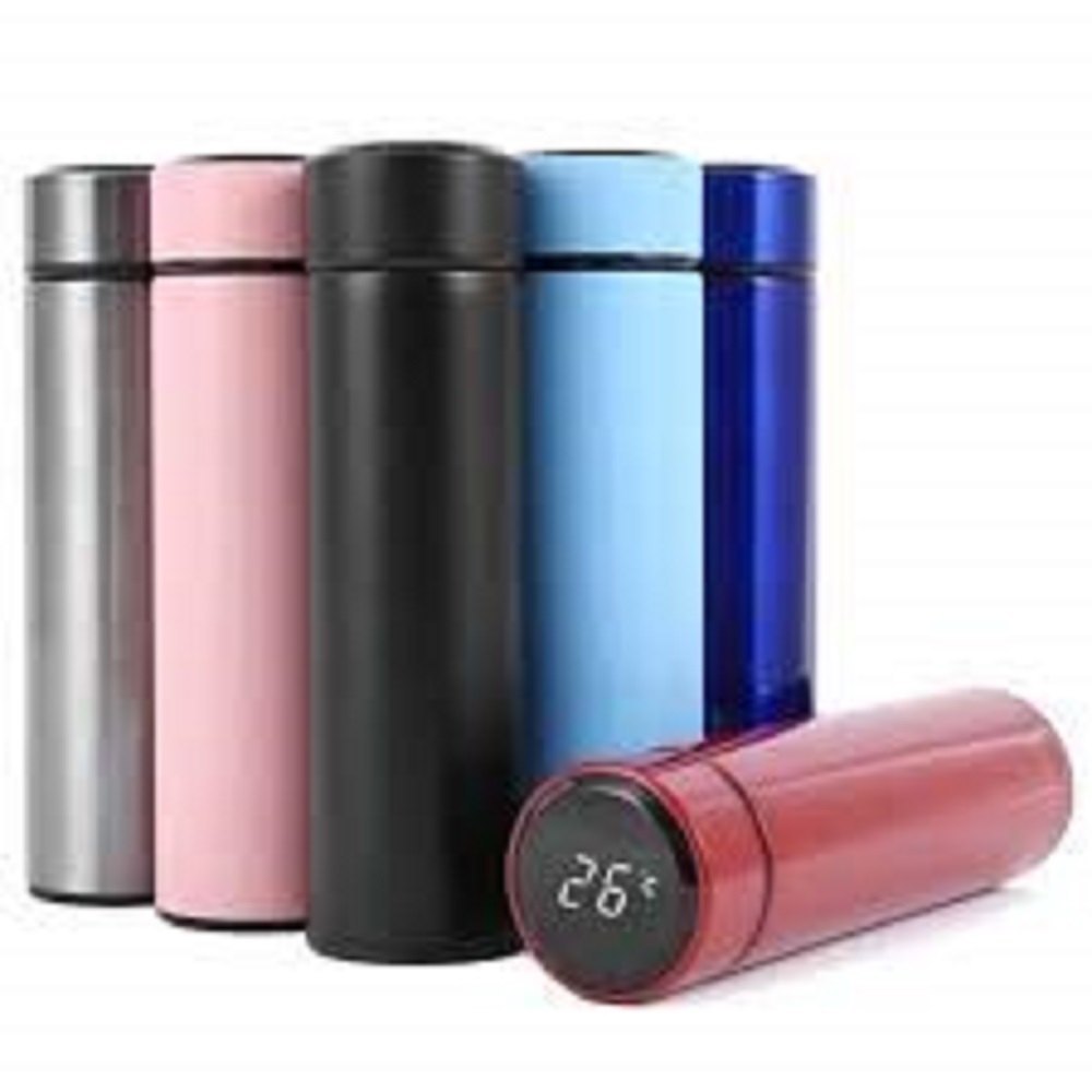 Led Temperature Smart Vacuum Insulated Water Bottle - Stainless Steel, 500 Milliliter Capacity, Multicolor, Narrow Flip Top Lid, Leak-proof Roll-on Sealing, Led Temperature Display