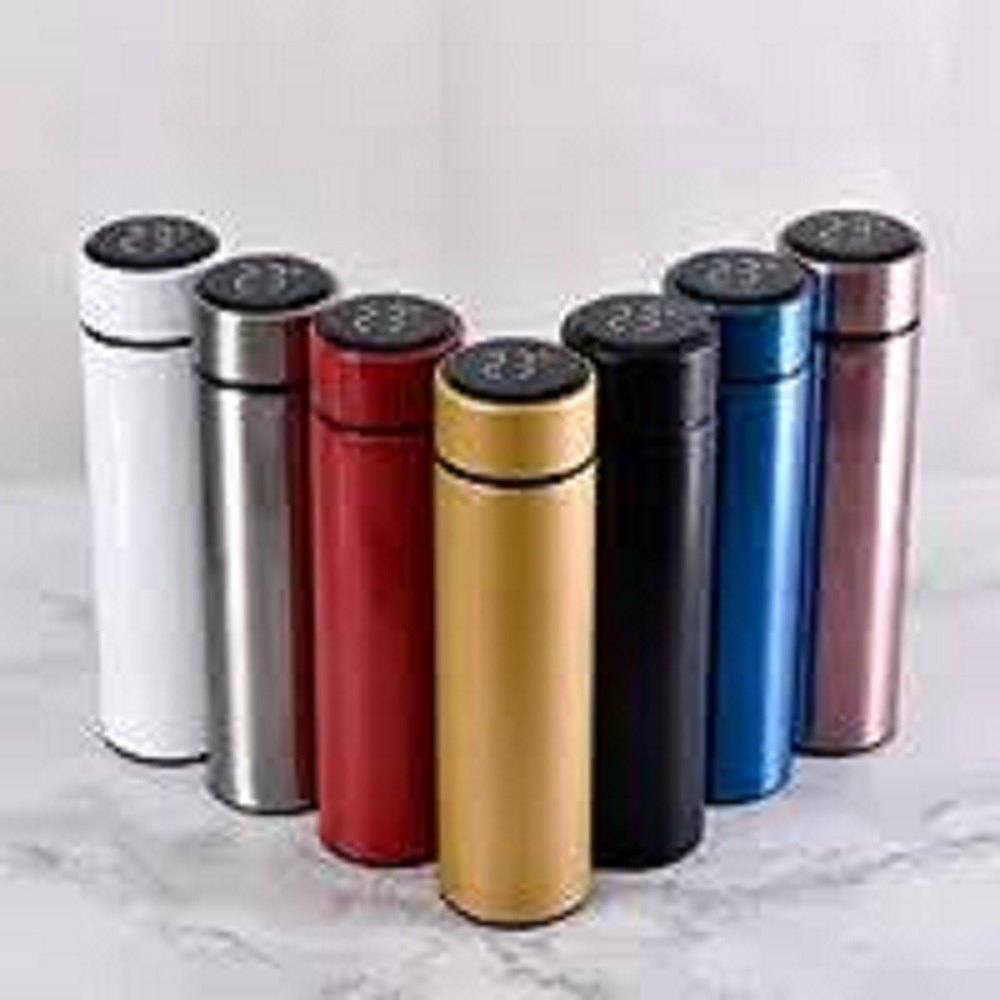 Led Temperature Smart Vacuum Insulated Water Bottle - Stainless Steel, 500 Milliliter Capacity, Multicolor, Narrow Flip Top Lid, Leak-proof Roll-on Sealing, Led Temperature Display