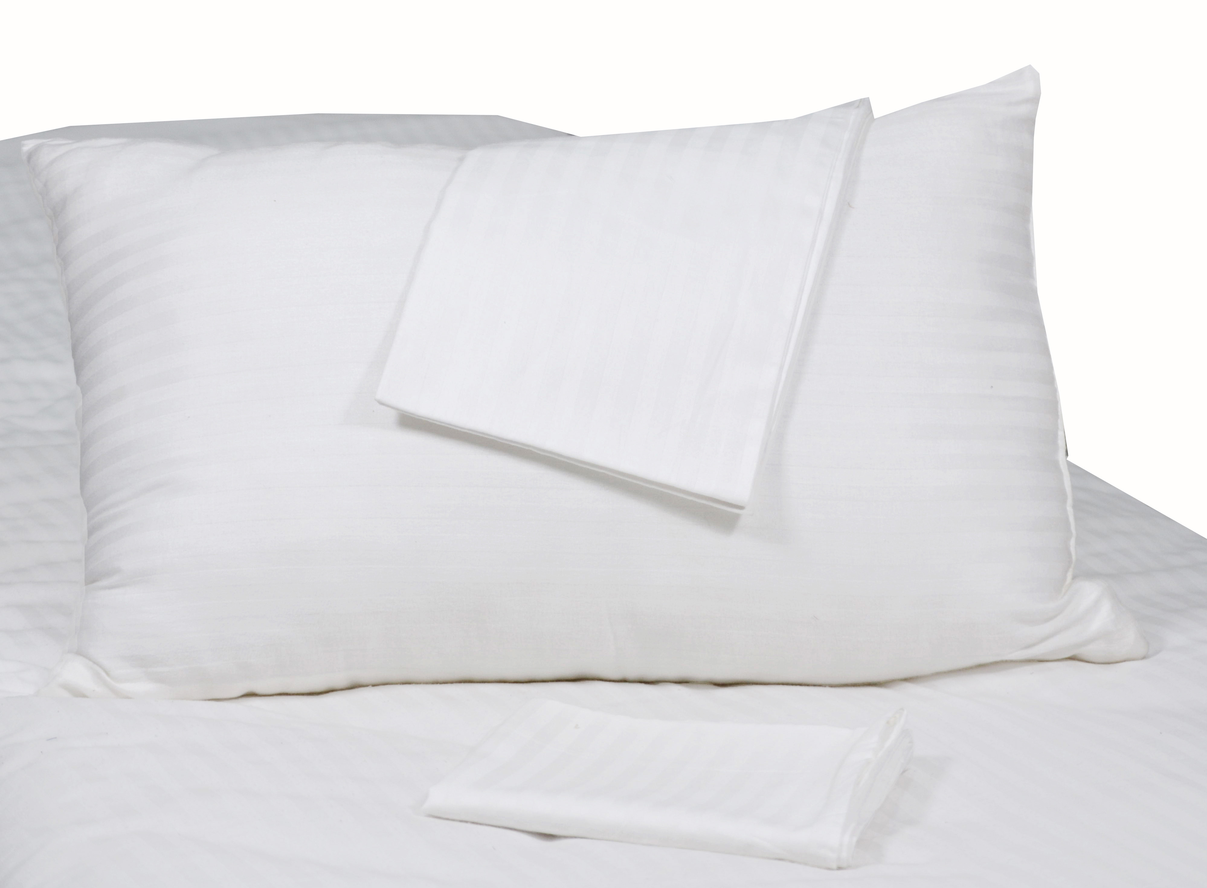 230 Tc White Hotel Pillow Cover - 100% Cotton, 18x28 Inches, Plain Striped Design | Quick Dry, No Shrinkage, Easy Wash In 10 Minutes