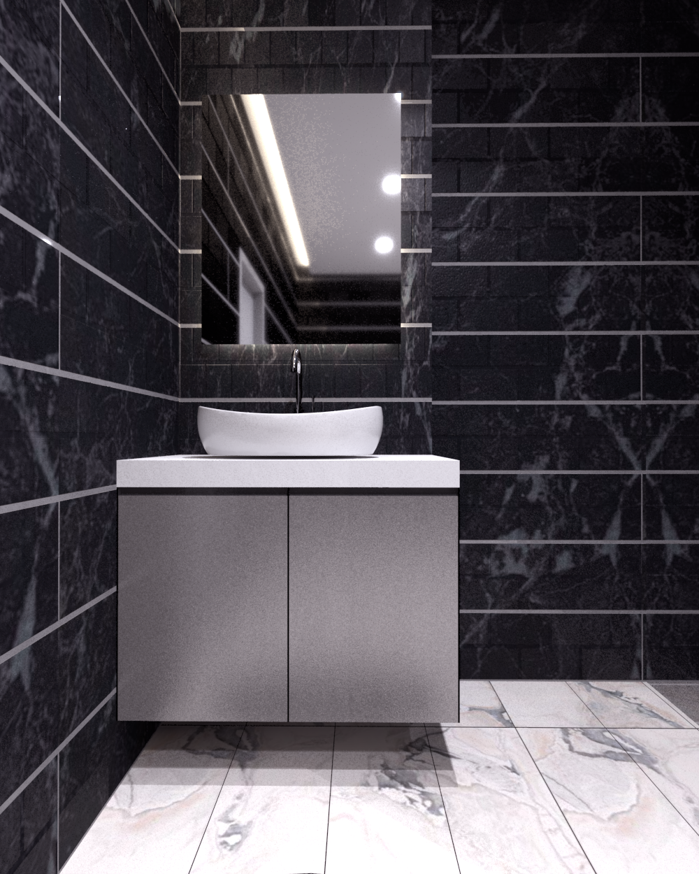 White Modular Vanity - Installation Type: Wall Mounted