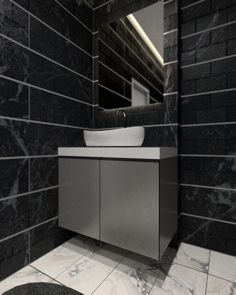 White Modular Vanity - Installation Type: Wall Mounted
