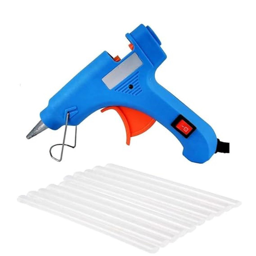 Glue Gun With Super Fast Heating Element - Plastic, 20 Watt, Blue | On/off Button, 380⺠Heating, Power On Indicator, Versatile For Crafts