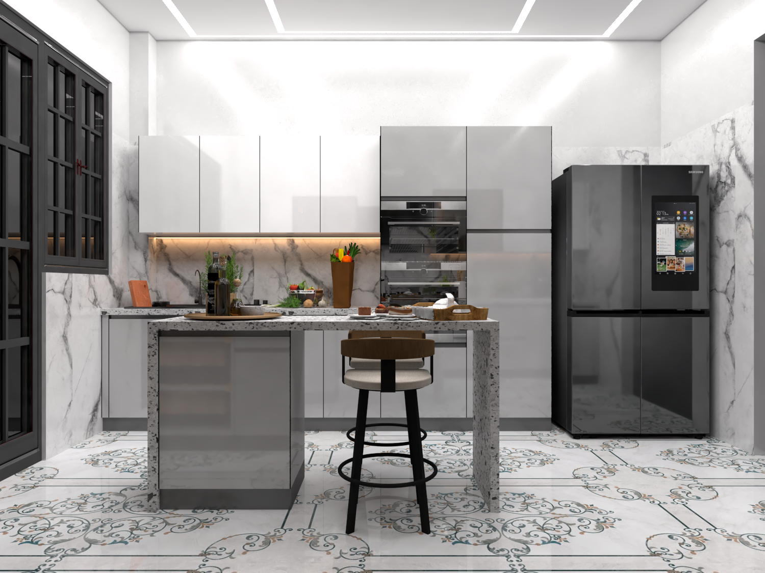 Island Kitchen With Breakfast Table - Brand Name: Jindal Steel