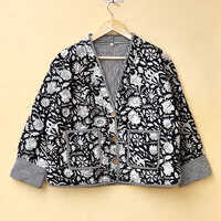 Black And White Hand Block Print Boho Jacket