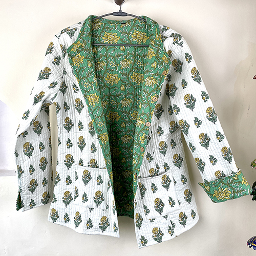 भारतीय हस्तनिर्मित क्विल्टेड कॉटन कांथा जैकेट