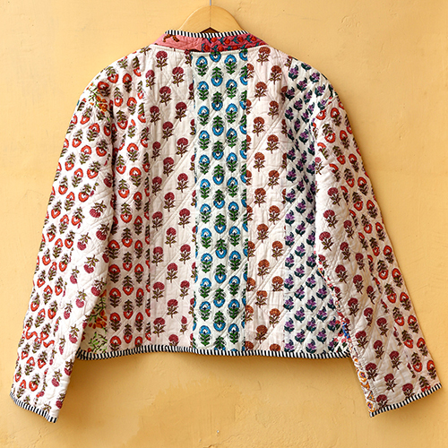 V-Neck Cotton Handcrafted Kantha Jacket