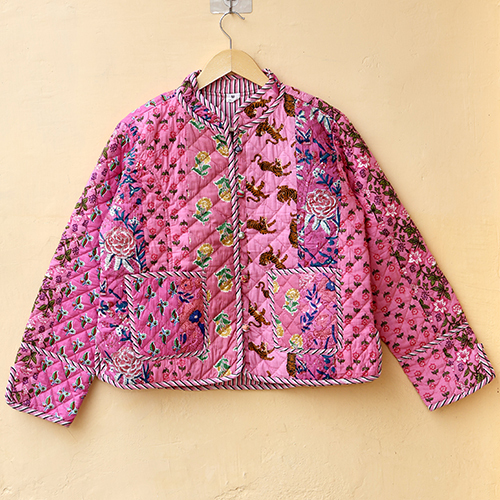 Vintage Pink Stylish Cotton Kimono Kantha Jacket