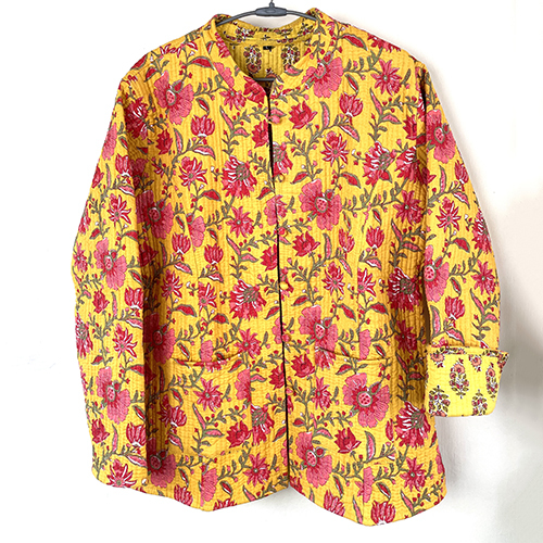 Stylish Yellow And Pink Floral Coat - Ethnic Region: Indian