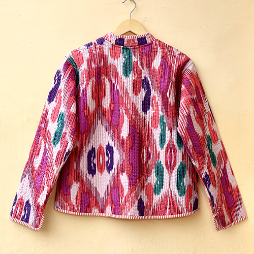 Ikat Print Womens Cotton Quilted Jacket