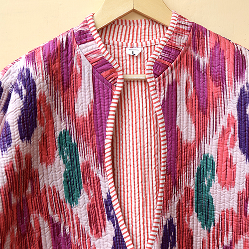 Ikat Print Womens Cotton Quilted Jacket