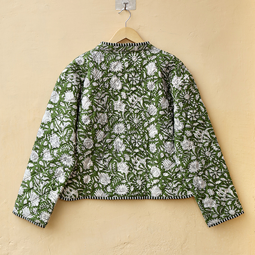 Cotton V-Neck Quilted Jacket