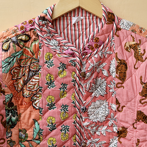 Patchwork Quilted Reversible Coat - Color: Multicolor