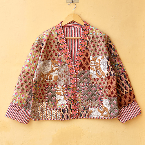 Patchwork Quilted Reversible Coat - Color: Multicolor