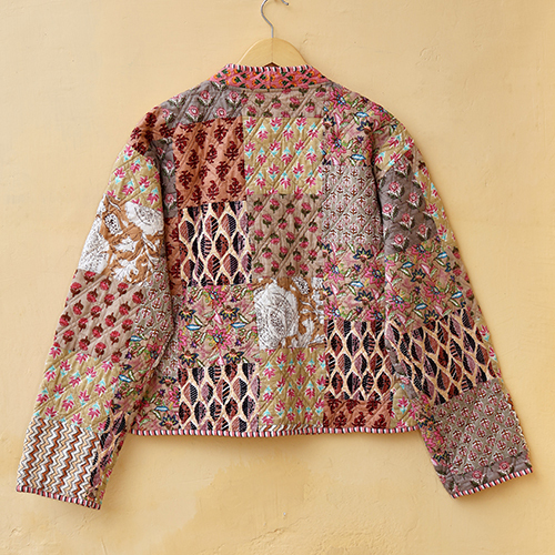 Patchwork Quilted Reversible Coat - Color: Multicolor