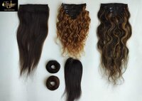 Natural Straight, Curly, Wavy Volumizer, Clip In Set, Topper And Scrunchies All Type Human Hair Extension - Human Hair Type: Indian