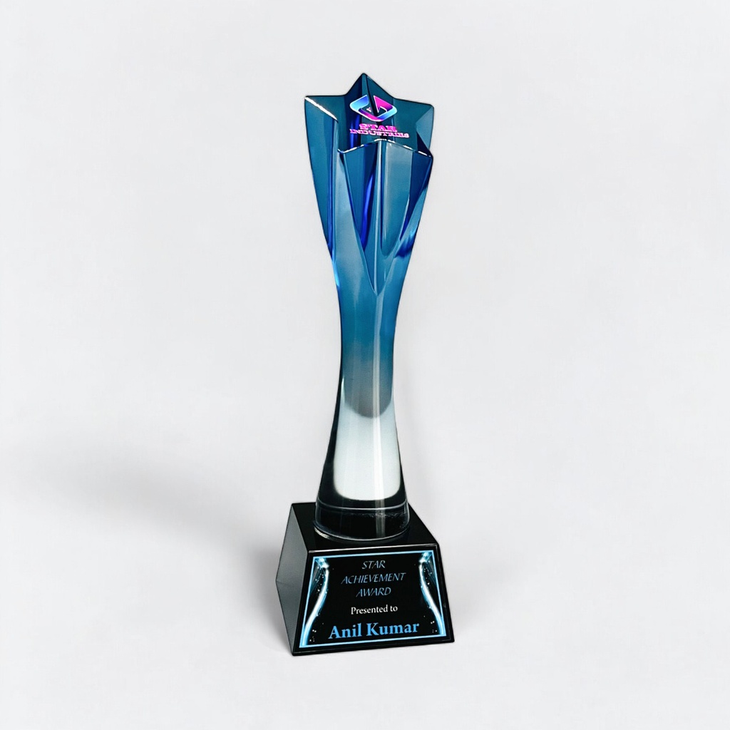Exclusive Crystal Clear Glass Trophy