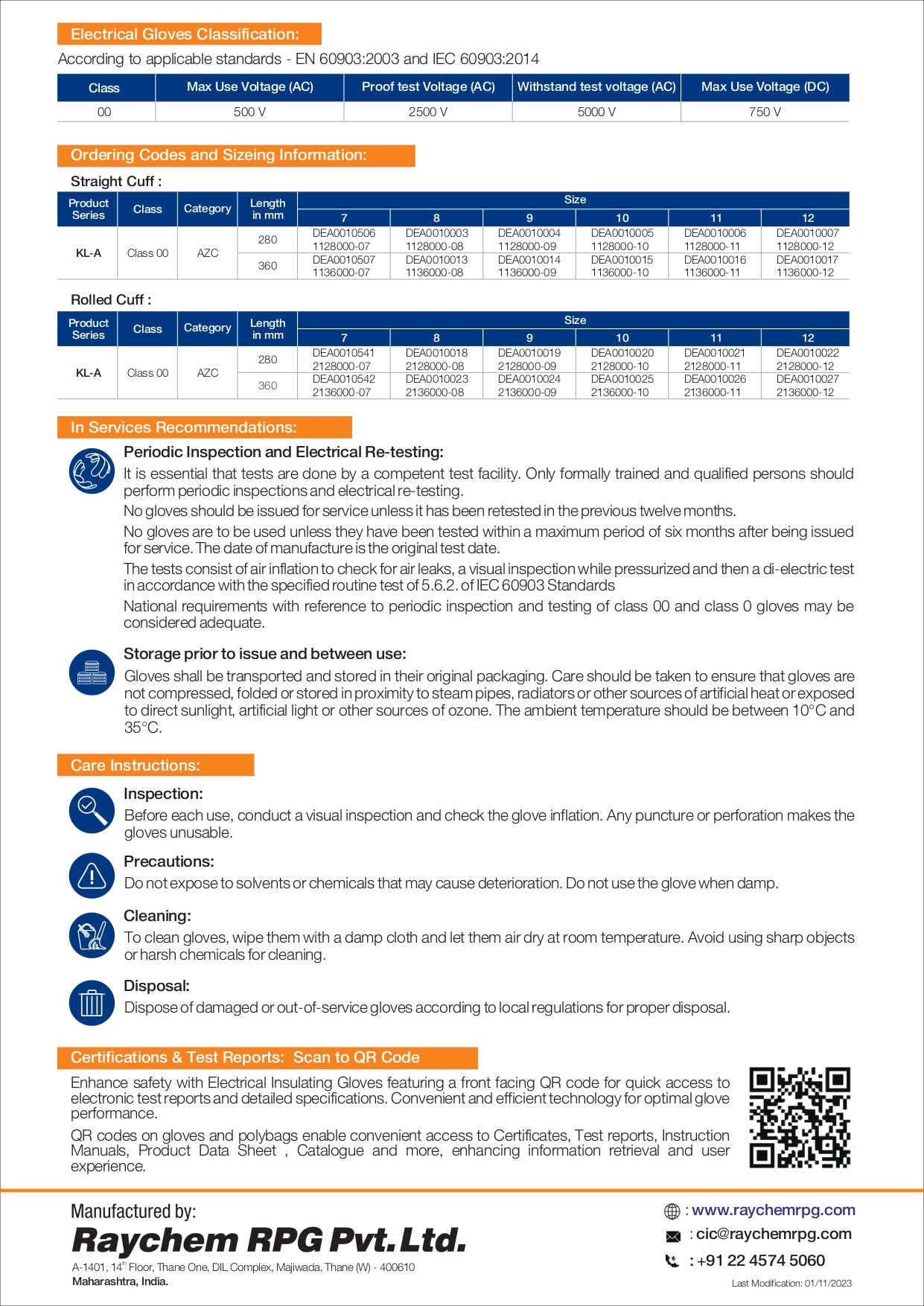Raychem Rpg - Kl Series Electrical Insulating Gloves - Class 00, Model Kl-a - Reliable Electrical Resistance, Flexible Design For Enhanced Dexterity