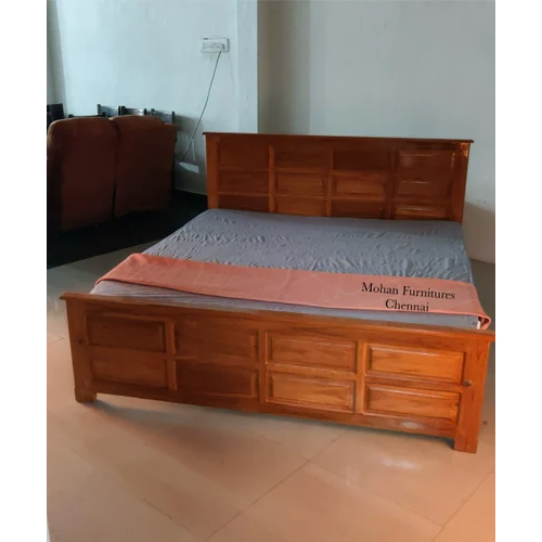 King Size Teak Wooden Bed - Color: Brown