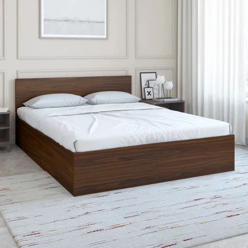 Brown Double Wooden Bed