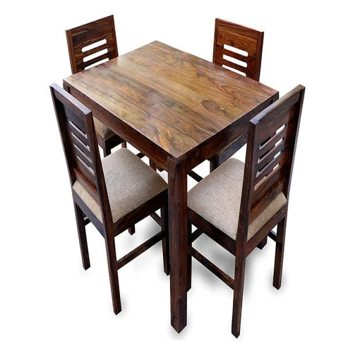 Glossy Wooden Dining Table Set - Color: Brown