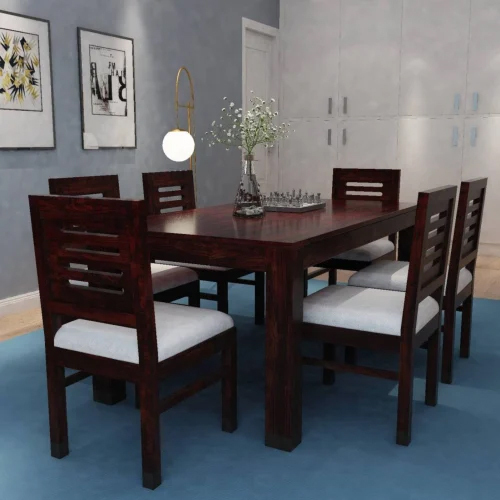 Teak Wood Dinning Table Set - Color: Brown