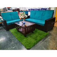 Elegant 5 Seater Wooden Sofa Set - Teak Wood, 12 Inches Height, Polished Brown Finish | Ideal Indoor Furniture For Living Room