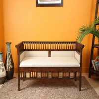 Two Seater Wooden Sofa - Color: Brown
