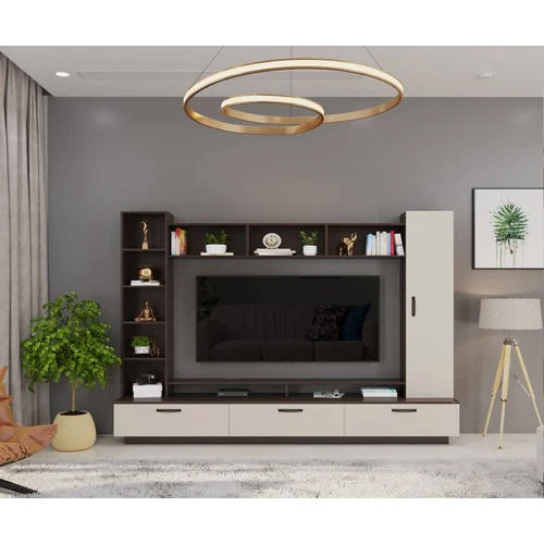 Wall Mount Wooden Tv Unit - Color: Brown