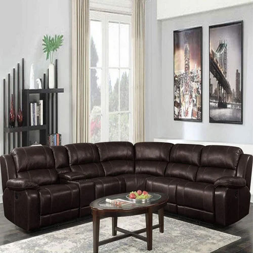 6 Seater Leather Sofa Set - Color: Brown