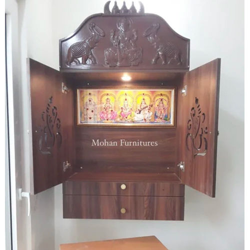 Solid Wood Pooja Cupboard - Color: Brown