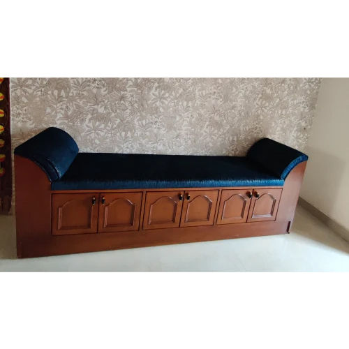 3 Seater Teak Wooden Diwan - Color: Navy Blue